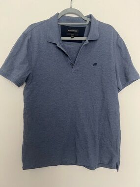 Banana Republic Polo Shirt Mens L Blue Luxury Touch Slim Fit Cotton Lycra Casual